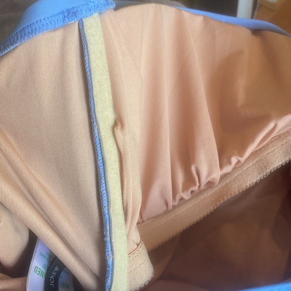 Reimagined by J Crew ruched bandeau one piece bathing suit in Pale Seascape - Picture 5 of 15